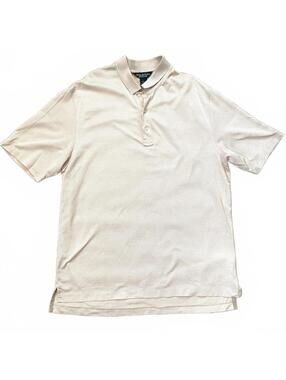 Brooks Brothers Checkered Polo Shirt Peach Sz L 100% Cotton